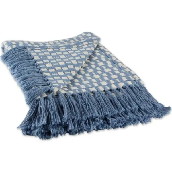 Blankets & Throws-Kirkland's Home Blue Stonewash Urban Check Throw Blue/Ivory