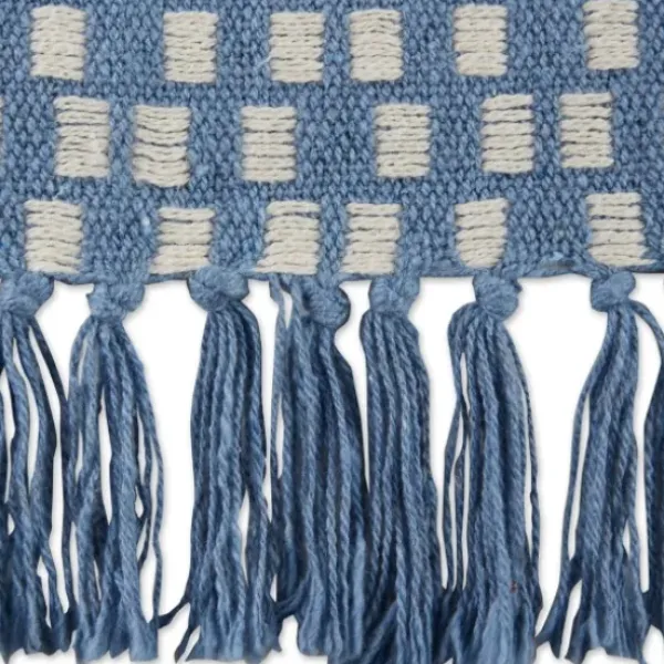 Blankets & Throws-Kirkland's Home Blue Stonewash Urban Check Throw Blue/Ivory