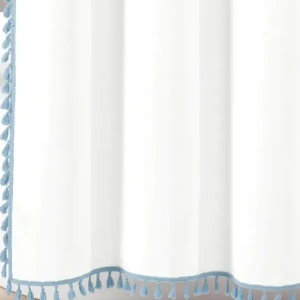 Shower Curtains-Kirkland's Home Blue Stripe Diamond Tufted Shower Curtain Blue/White
