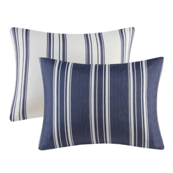 Duvets-Kirkland's Home Blue Stripe Reversible 3-Pc. Queen Duvet Cover Set Blue/White
