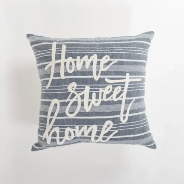 Pillows-Kirkland's Home Blue Striped Home Sweet Home Throw Pillow Blue/White