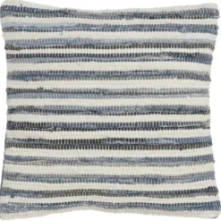 Pillows-Kirkland's Home Blue Striped Textured Denim Pillow Blue/White