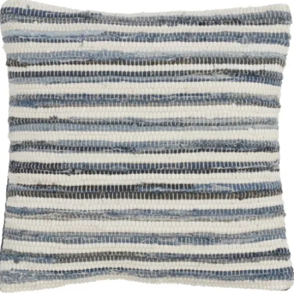 Pillows-Kirkland's Home Blue Striped Textured Denim Pillow Blue/White