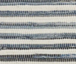 Pillows-Kirkland's Home Blue Striped Textured Denim Pillow Blue/White