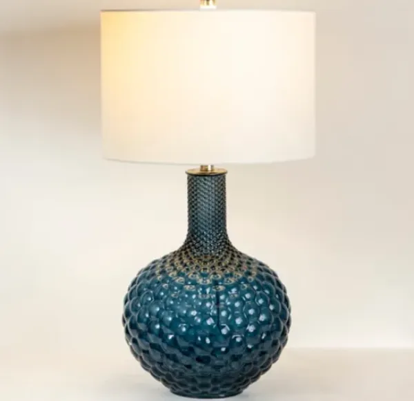 Table Lamps-Kirkland's Home Blue Tinted Bubble Gourd Table Lamp White