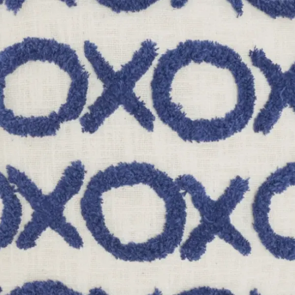 Pillows-Kirkland's Home Blue Tufted Xoxo Cotton Throw Pillow White/Blue