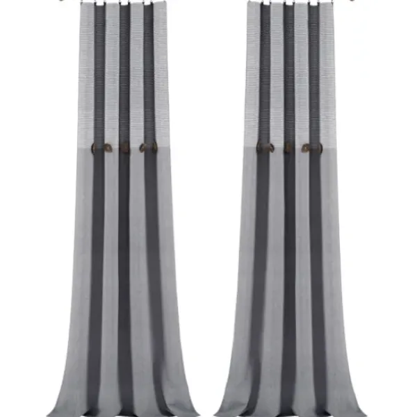 Curtains & Drapes-Kirkland's Home Blue Weeping Flower Curtain Panel Set, 95 In. Blue/Gray/White