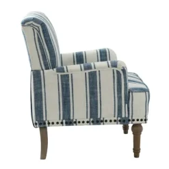 Accent Chairs-Kirkland's Home Blue White Stripe Upholstered Accent Chair Blue/White