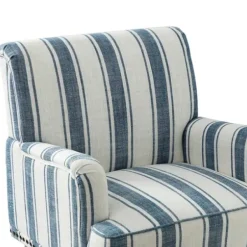 Accent Chairs-Kirkland's Home Blue White Stripe Upholstered Accent Chair Blue/White