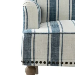 Accent Chairs-Kirkland's Home Blue White Stripe Upholstered Accent Chair Blue/White