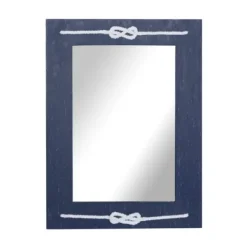 Decorative Mirrors-Kirkland's Home Blue Wood Frame Mirror With White Rope