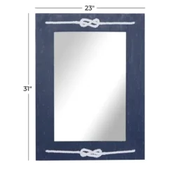 Decorative Mirrors-Kirkland's Home Blue Wood Frame Mirror With White Rope