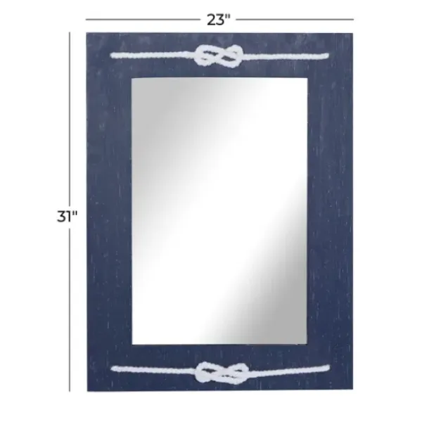 Decorative Mirrors-Kirkland's Home Blue Wood Frame Mirror With White Rope