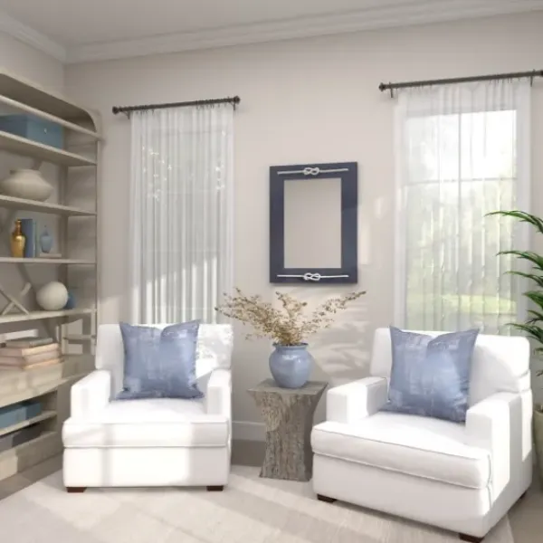 Decorative Mirrors-Kirkland's Home Blue Wood Frame Mirror With White Rope