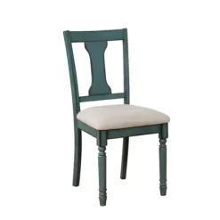Dining Chairs-Kirkland's Home Blue Wood Upholstered Dining Chairs, Set Of 2 Blue/Gray