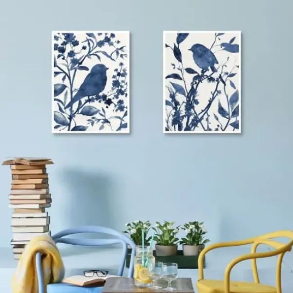 Canvas Art-Kirkland's Home Bluebird Silhouette Canvas Art Prints, Set Of 2 Blue/White