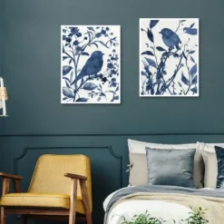 Canvas Art-Kirkland's Home Bluebird Silhouette Canvas Art Prints, Set Of 2 Blue/White