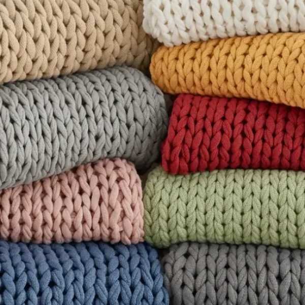 Blankets & Throws-Kirkland's Home Blush Chunky Double Knit Cozy Throw Pink