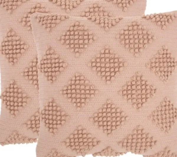 Pillows-Kirkland's Home Blush Knotted Diamond Throw Pillows, Set Of 2 Pink