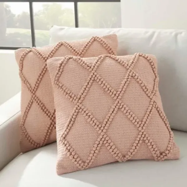 Pillows-Kirkland's Home Blush Knotted Lattice Throw Pillows, Set Of 2 Pink