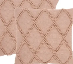 Pillows-Kirkland's Home Blush Knotted Lattice Throw Pillows, Set Of 2 Pink