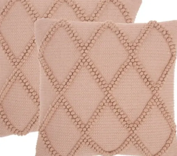 Pillows-Kirkland's Home Blush Knotted Lattice Throw Pillows, Set Of 2 Pink