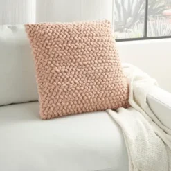 Pillows-Kirkland's Home Blush Looped Yarn Wool Pillow Pink