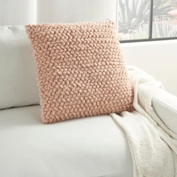 Pillows-Kirkland's Home Blush Looped Yarn Wool Pillow Pink