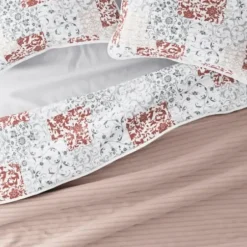 Quilts-Kirkland's Home Blush Patchwork Reversible 3-Pc. King Quilt Set Pink/White/Gray