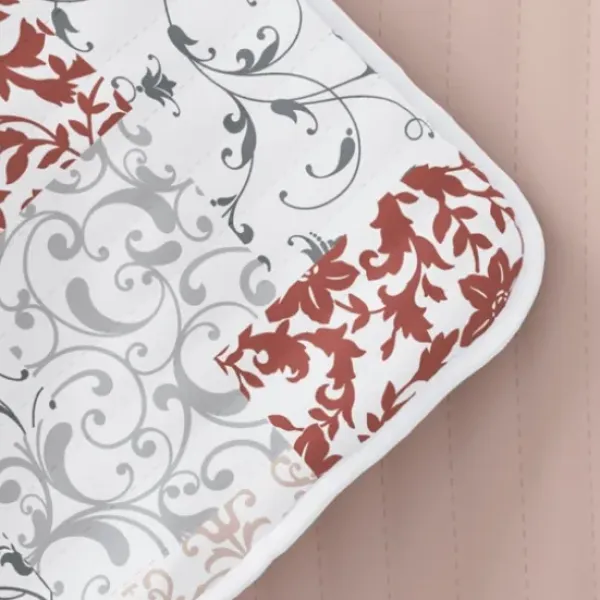 Quilts-Kirkland's Home Blush Patchwork Reversible 3-Pc. Queen Quilt Set Pink/White/Gray