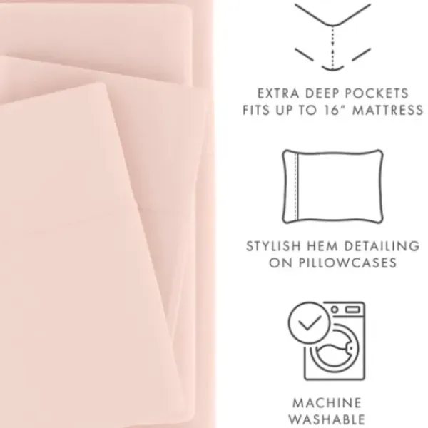 Bed Sheets-Kirkland's Home Blush Ultra Soft 4-Pc. Full Sheet Set Pink