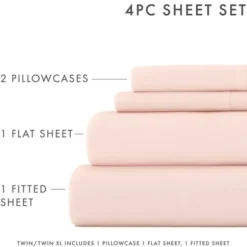 Bed Sheets-Kirkland's Home Blush Ultra Soft 3-Pc. Twin Xl Sheet Set Pink