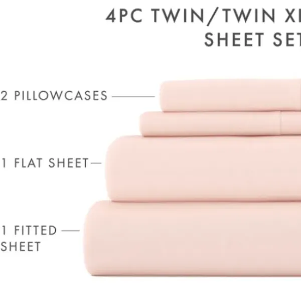 Bed Sheets-Kirkland's Home Blush Ultra Soft 4-Pc. Twin Xl Sheet Set Pink