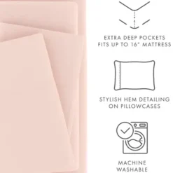 Bed Sheets-Kirkland's Home Blush Ultra Soft 3-Pc. Twin Sheet Set Pink