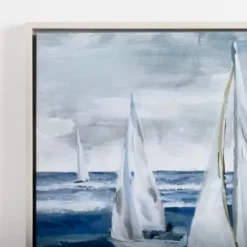 Canvas Art-Kirkland's Home Boats Sail Away Framed Canvas Art Print Blue/White
