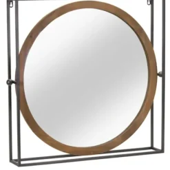Decorative Mirrors-Kirkland's Home Bold Iron And Wood Square Framed Mirror