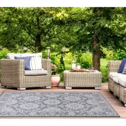 Outdoor Rugs-Kirkland's Home Bordered Outdoor Area Rug, 6X9 Brown