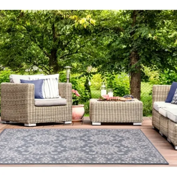 Outdoor Rugs-Kirkland's Home Bordered Outdoor Area Rug, 6X9 Brown