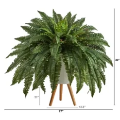 Trees & Topiaries-Kirkland's Home Boston Fern Arrangement In White Planter