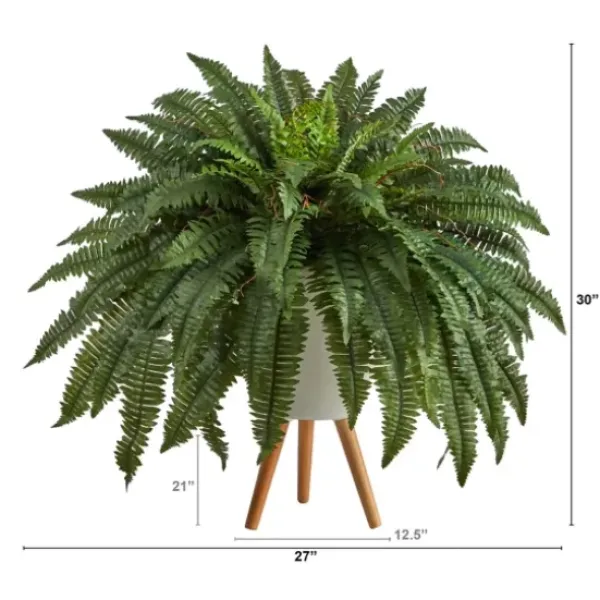 Trees & Topiaries-Kirkland's Home Boston Fern Arrangement In White Planter