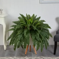 Trees & Topiaries-Kirkland's Home Boston Fern Arrangement In White Planter