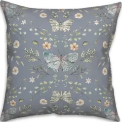 Pillows-Kirkland's Home Botanical Butterfly Throw Pillow Blue
