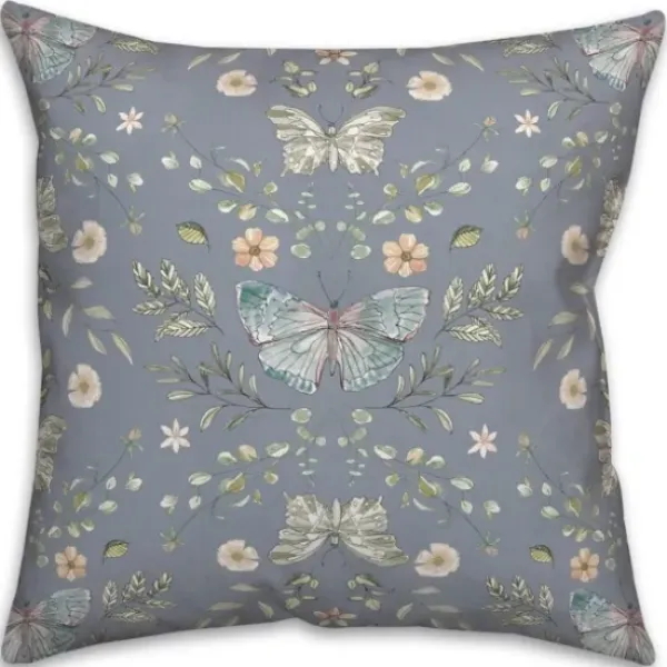 Pillows-Kirkland's Home Botanical Butterfly Throw Pillow Blue