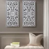 Wall Plaques-Kirkland's Home Botanical Wood Carved Panel Wall Plaques, Set Of 2 White