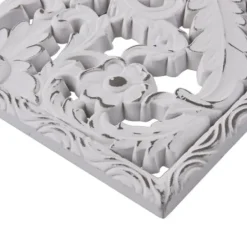 Wall Plaques-Kirkland's Home Botanical Wood Carved Panel Wall Plaques, Set Of 2 White