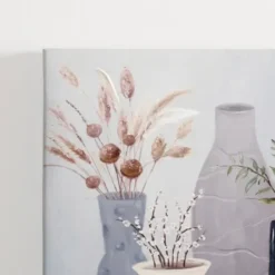 Canvas Art-Kirkland's Home Botanicals In Blue Vases Canvas Prints, Set Of 2 Blue/Gray/White