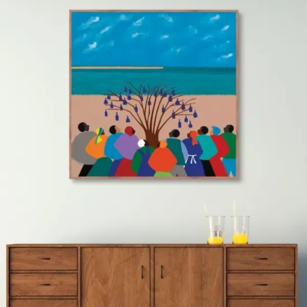 Framed Art-Kirkland's Home Bottle Tree Gullah Islands Framed Canvas Art Print Blue/Tan/Multi