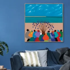 Framed Art-Kirkland's Home Bottle Tree Gullah Islands Framed Canvas Art Print Blue/Tan/Multi