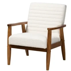 Accent Chairs-Kirkland's Home Boucle & Wood Frame Accent Chair Ivory