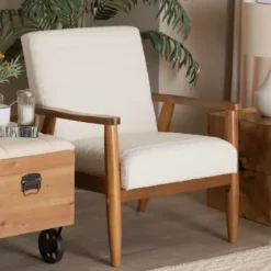 Accent Chairs-Kirkland's Home Boucle & Wood Frame Accent Chair Ivory